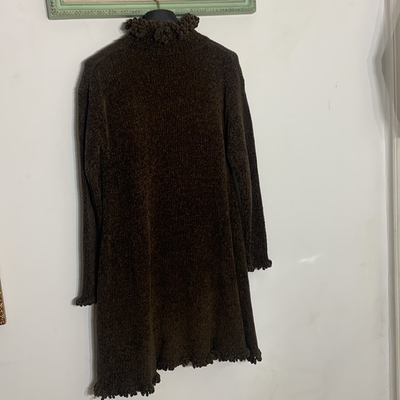 Vintage style works acrylic long sleeve brown sweater dress women’s size medium - Picture 6 of 8